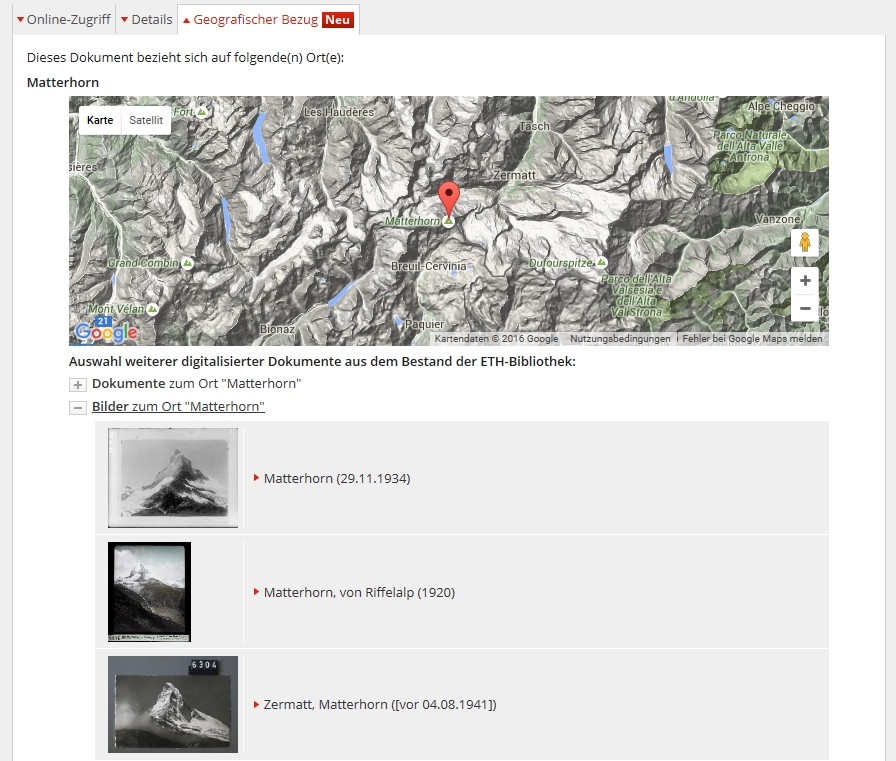 ETH-Bibliothek_Wissensportal_Suche_Matterhorn_Dokumentempfehlung_1