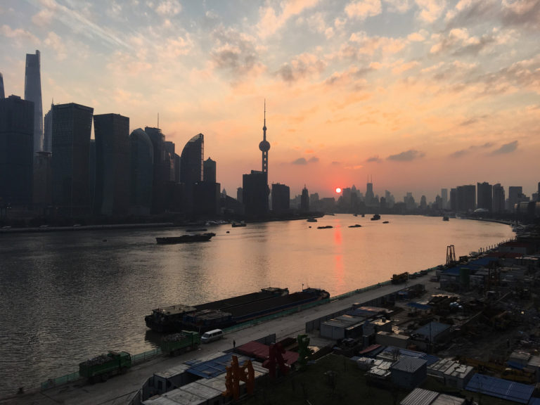 Shanghai's skyscrapers across the river.