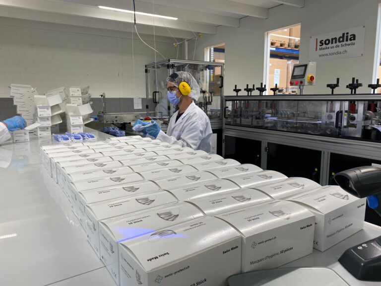 Masks being packed