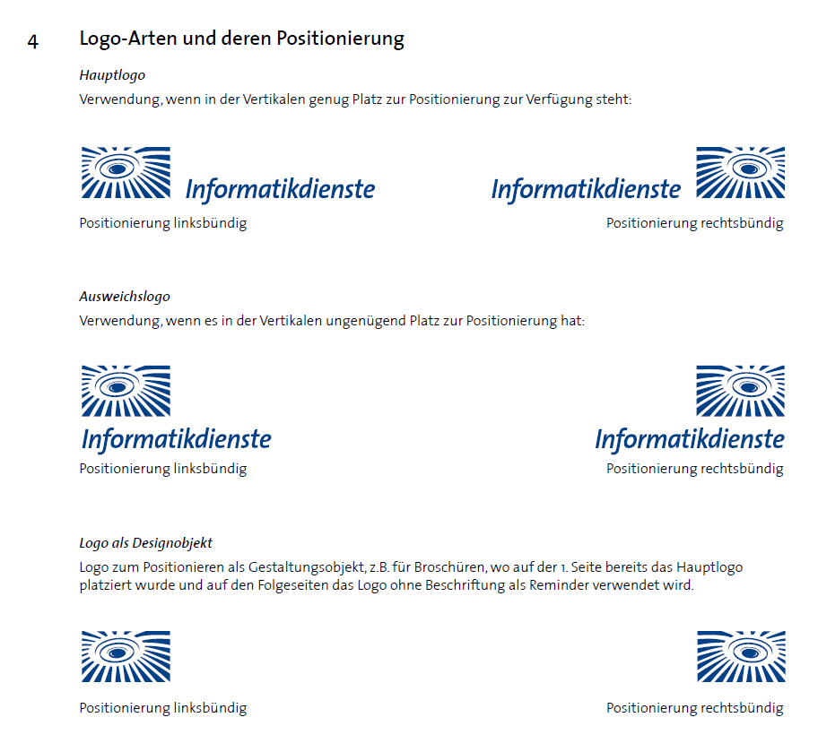 Die ersten Anwendungen des ID-Logos und Vorgaben zur Verwendung