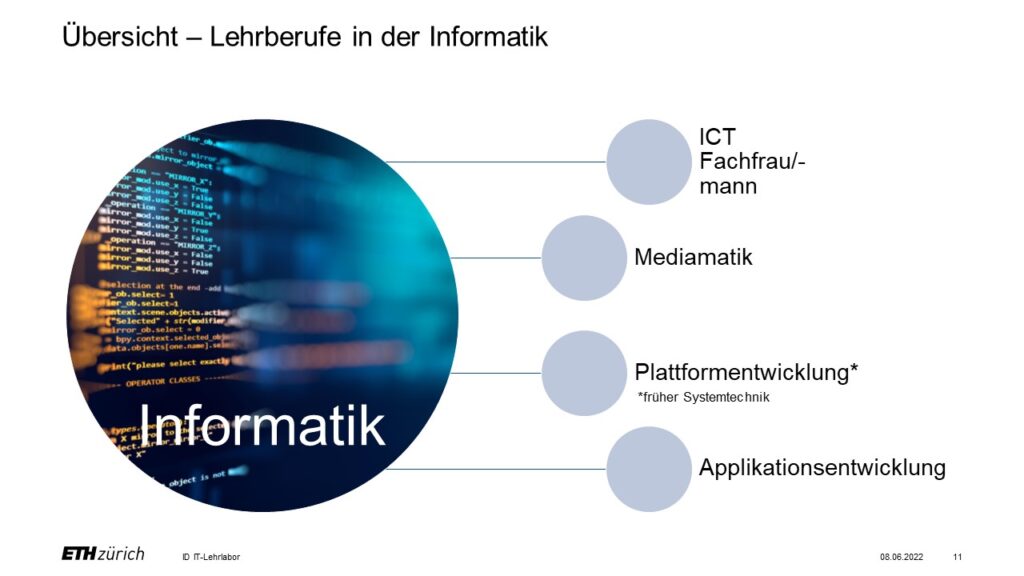 Übersicht der IT-Lehrberufe an der ETH Zürich